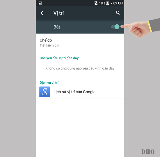 Chọn bật vị trí 